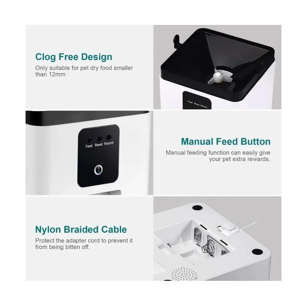 Automatic Pet Feeder with 1080P Camera, 8L Large Food Dispenser